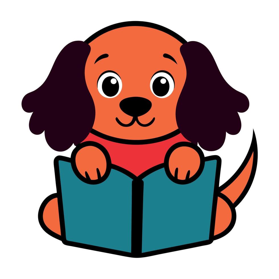 Doxiepoo dog reading kawaii vector