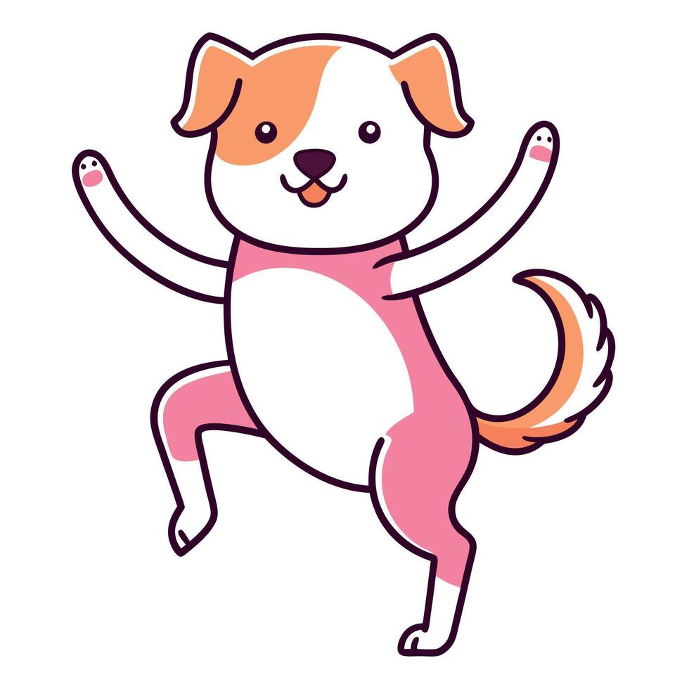 Double Doodle dog dancing kawaii vector