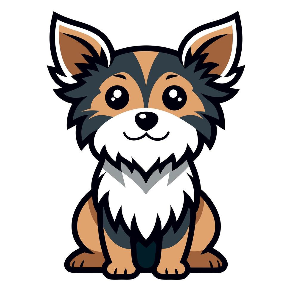 Dorkie dog sits kawaii vector