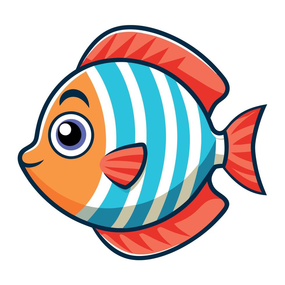 Discus fish cries kawaii vector