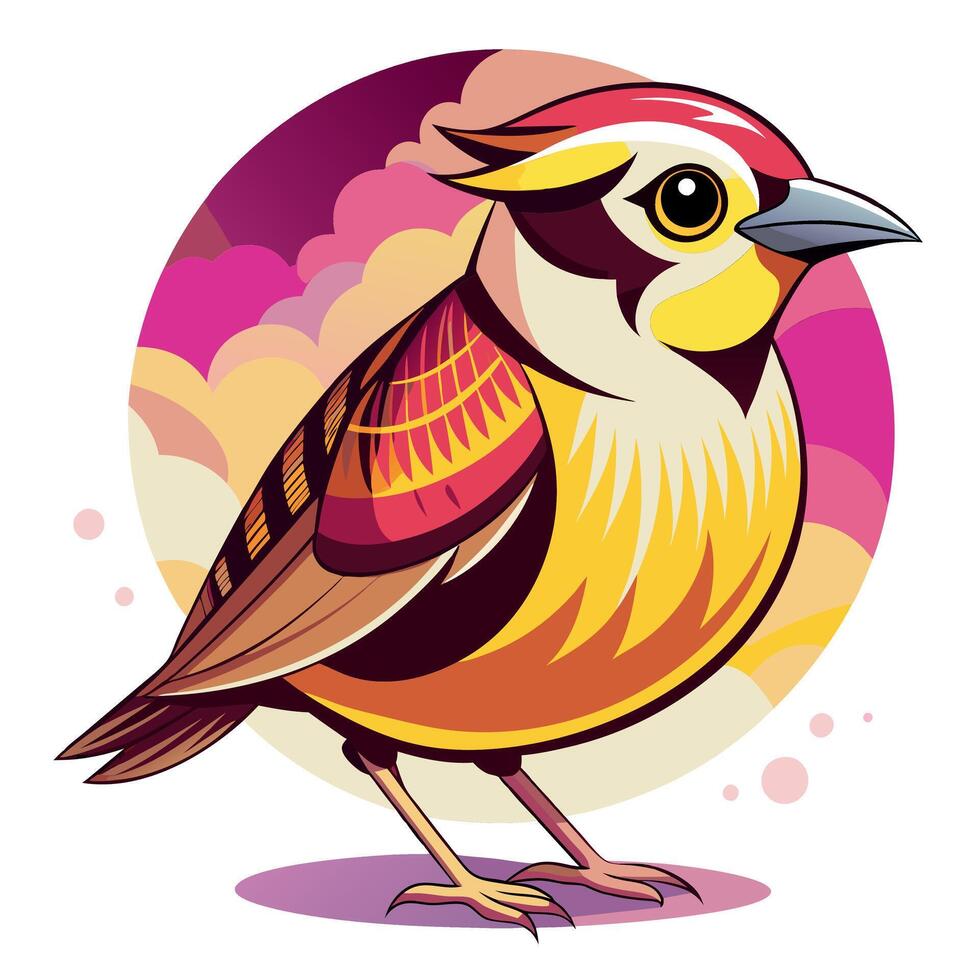 Dickcissel bird looks kawaii vector