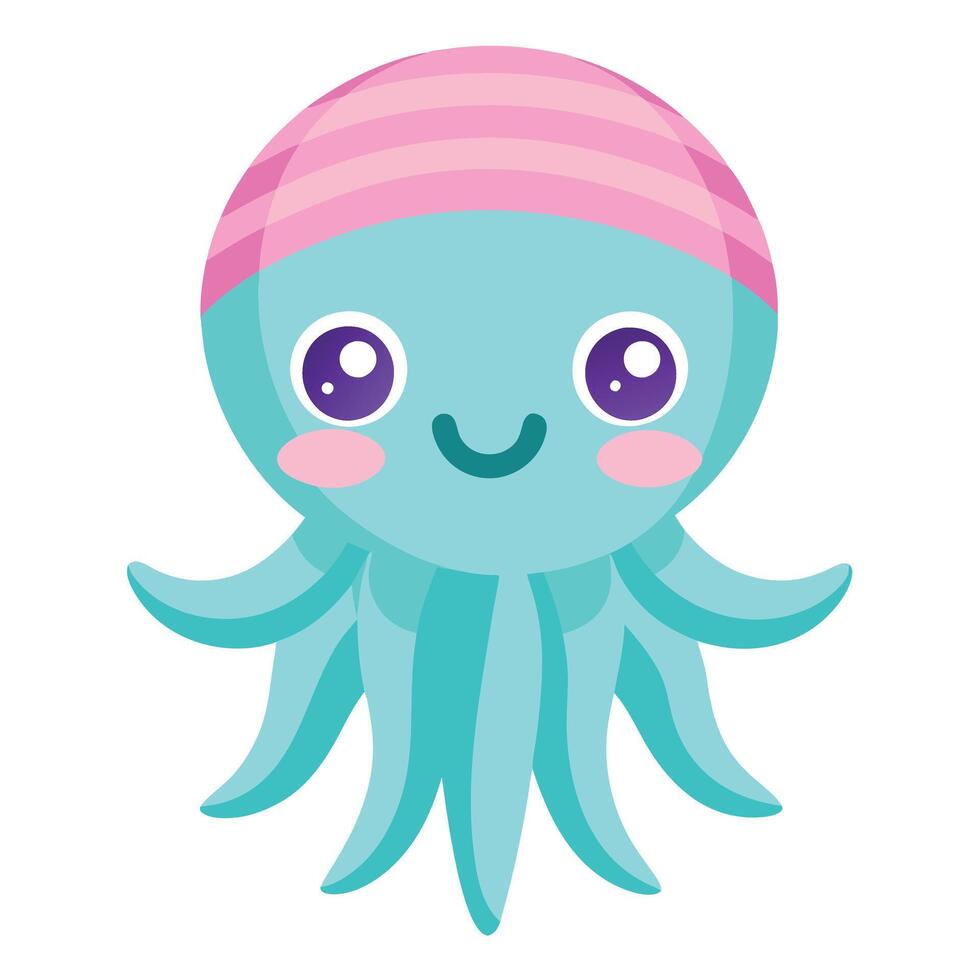 Cuttlefish octopus goes kawaii vector