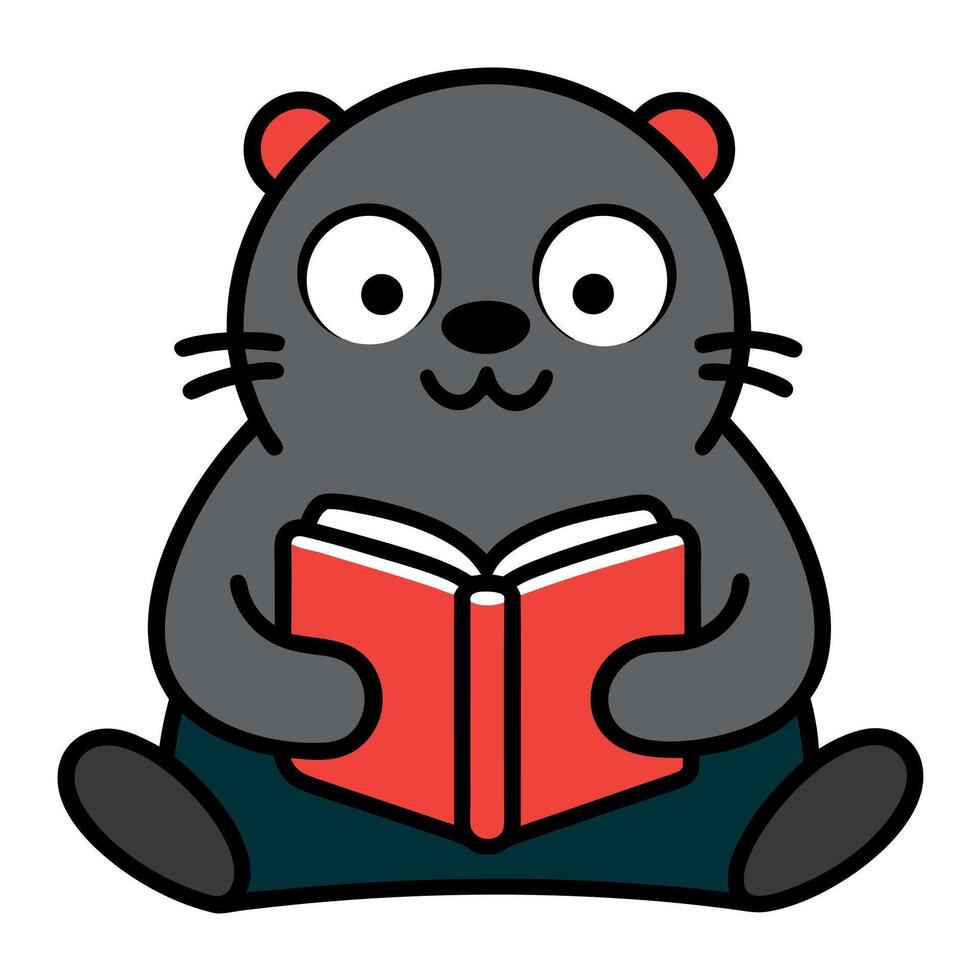De Winton Mole reading kawaii vector