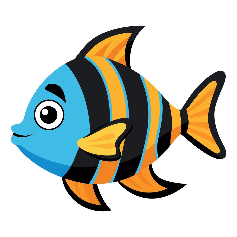 Damselfish fish play kawaii vector