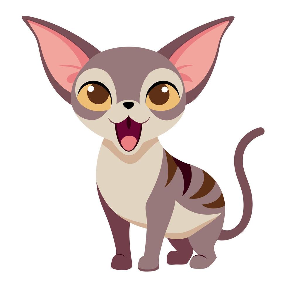 Devon Rex cat screams kawaii vector