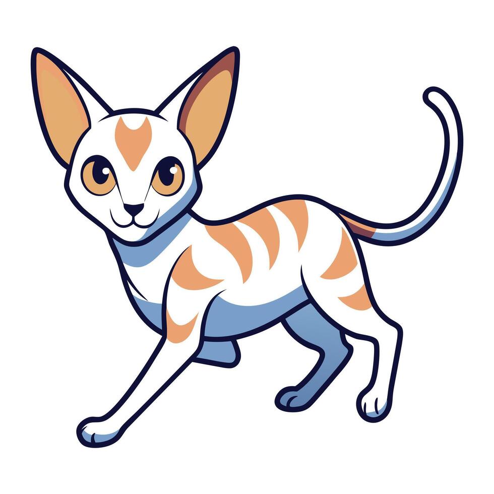 Devon Rex cat runs kawaii vector