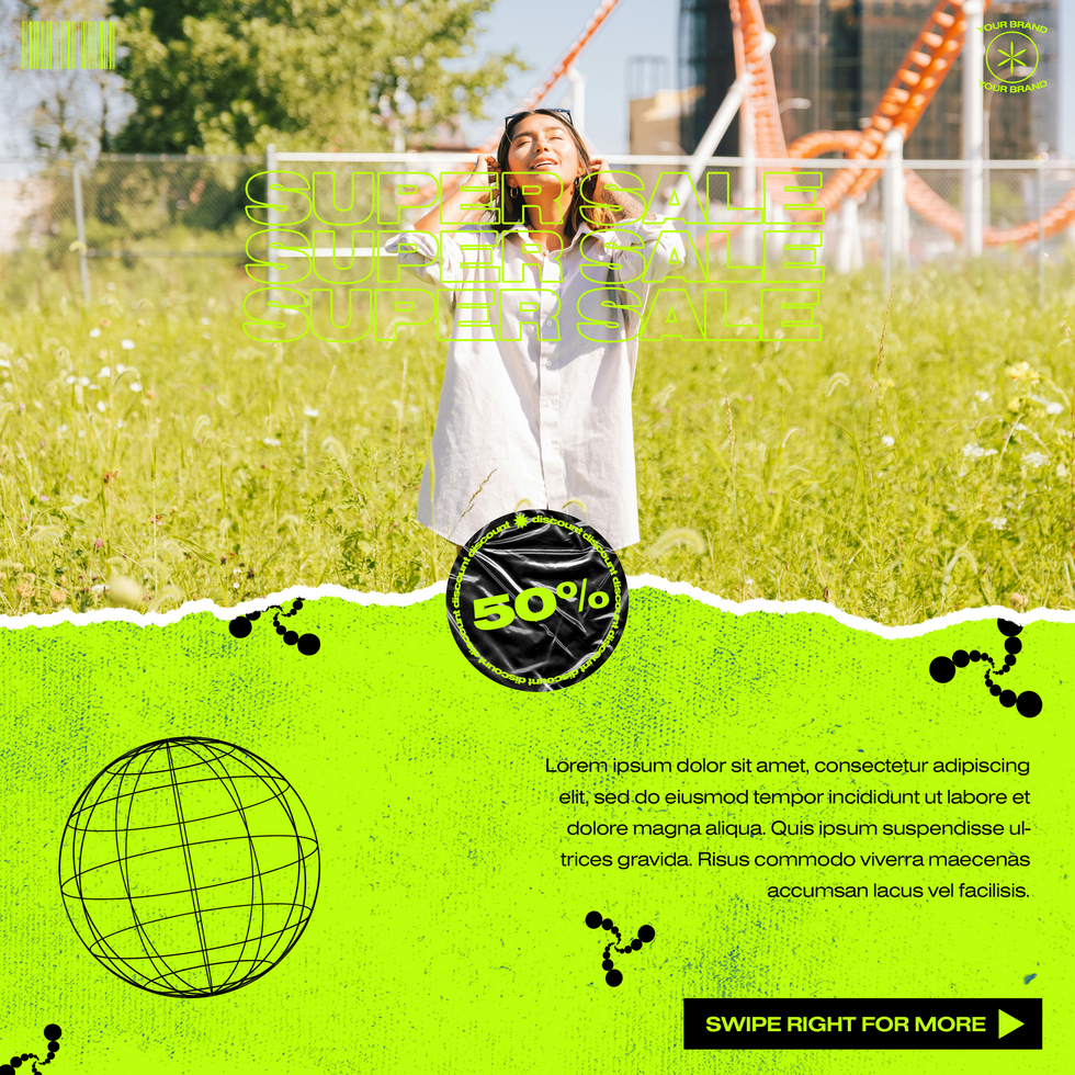 Urban Edgy Lime Green Streetwear Social Media Template psd