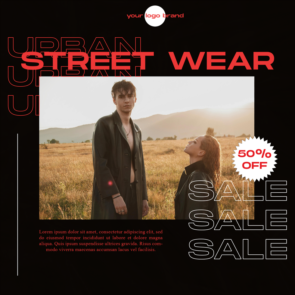 Urban Style Streetwear Fashion Social Media Template Design psd