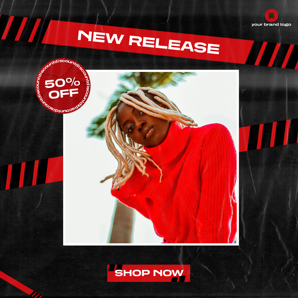 Edgy Urban Black Red Streetwear Social Media Template psd