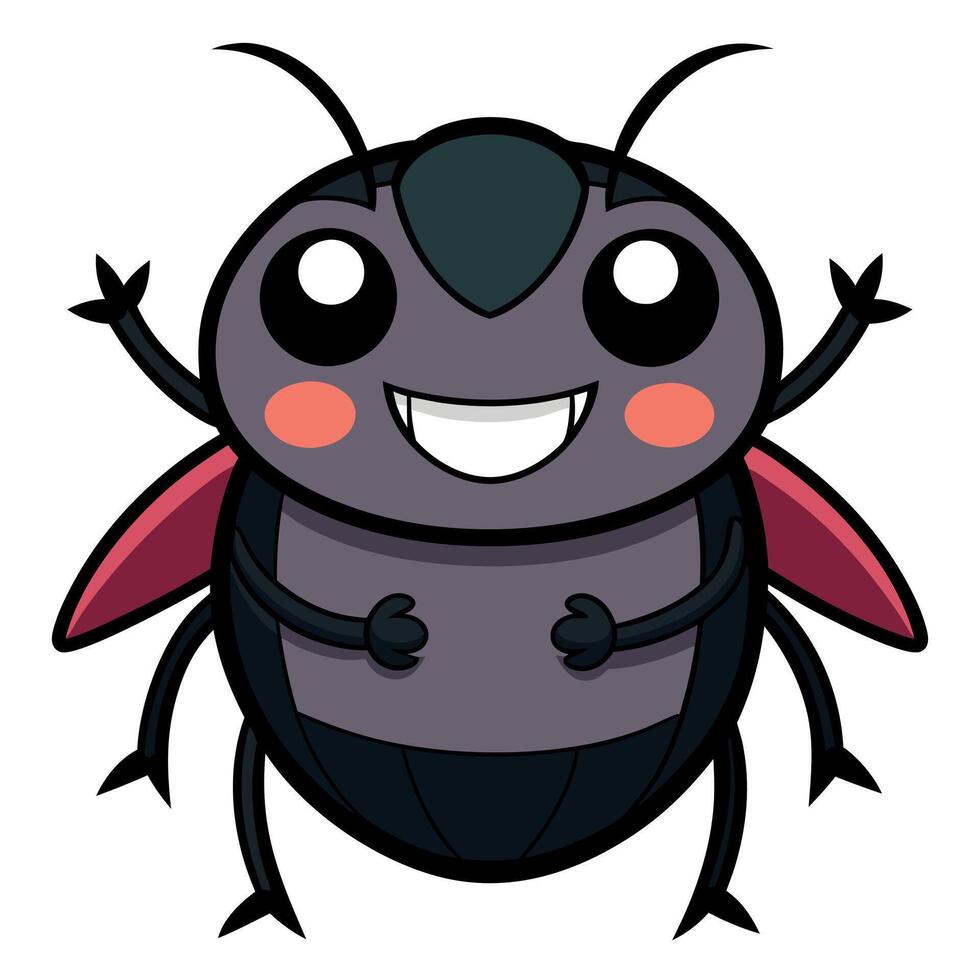 Darkling Beetle bug smiles kawaii vector
