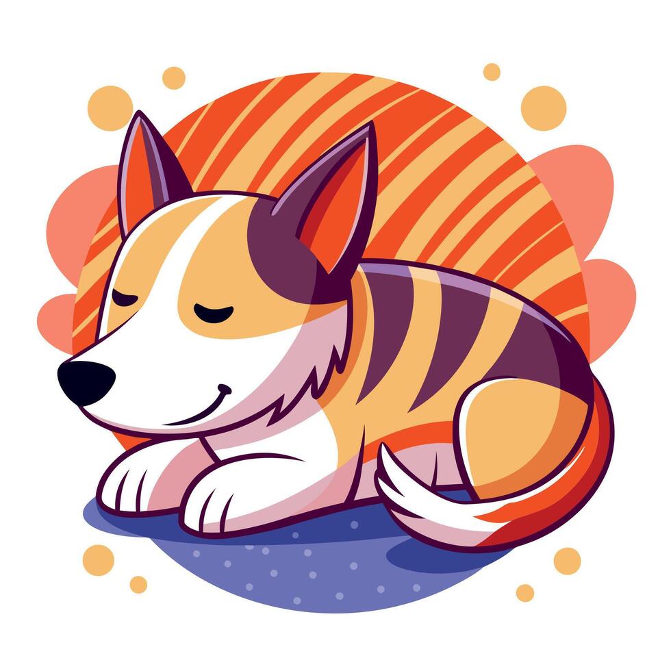 Daug dog sleeps kawaii vector