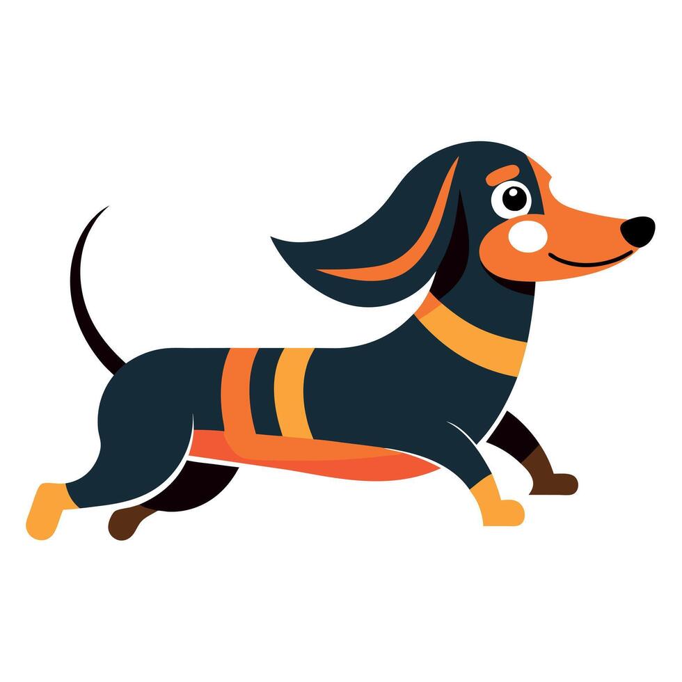 Dachshund dog runs kawaii vector