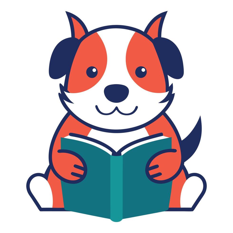 Daug dog reading kawaii vector