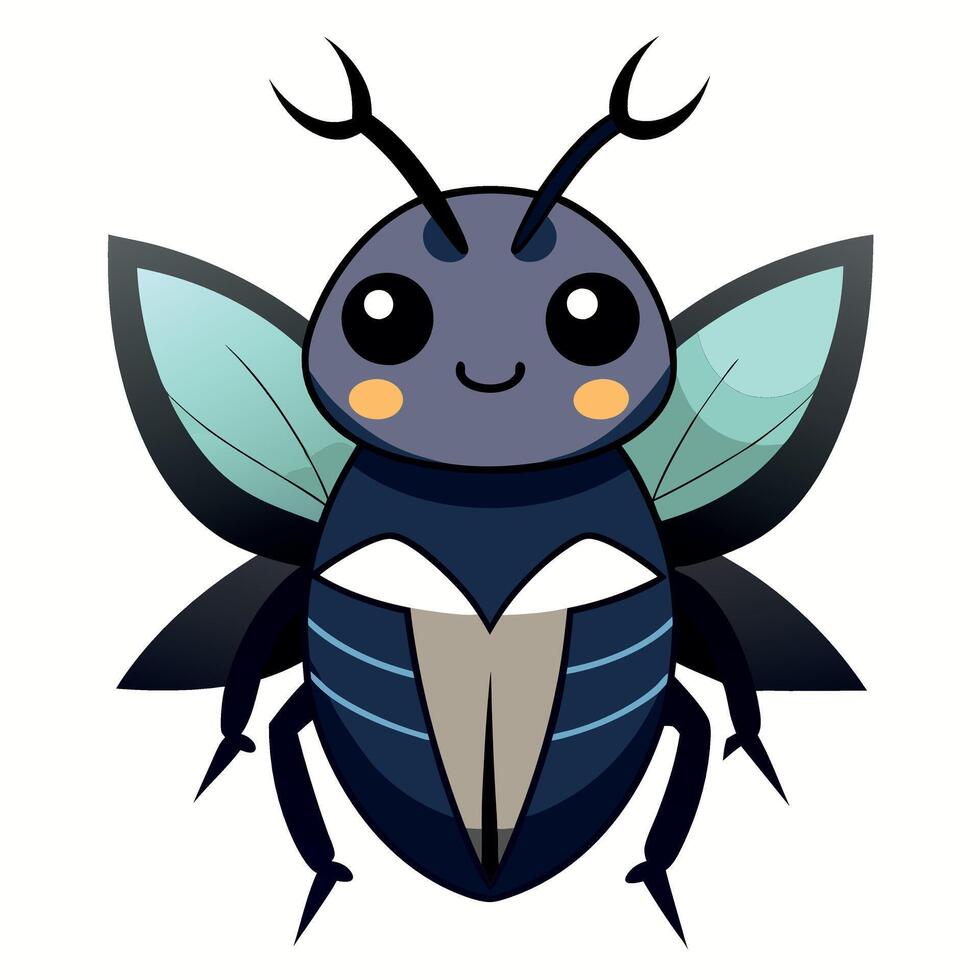 Darkling Beetle bug sits kawaii vector