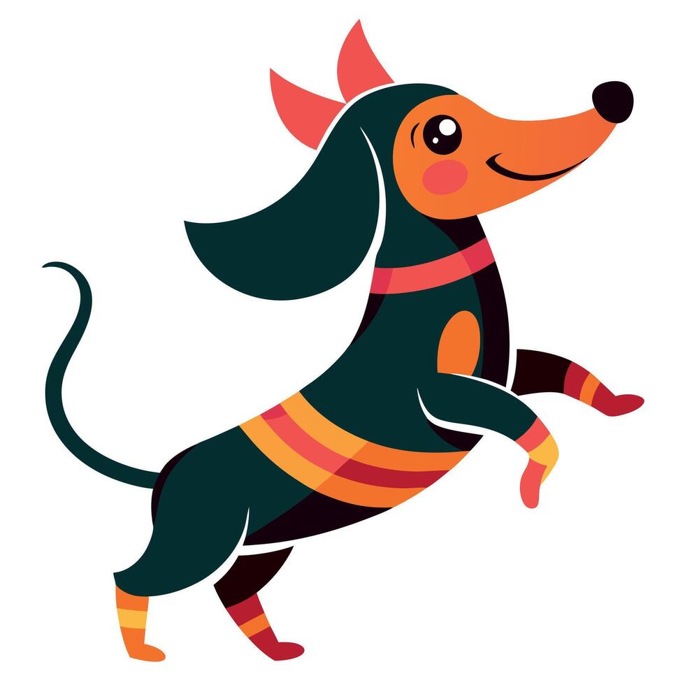 Dachsador dog dancing kawaii vector