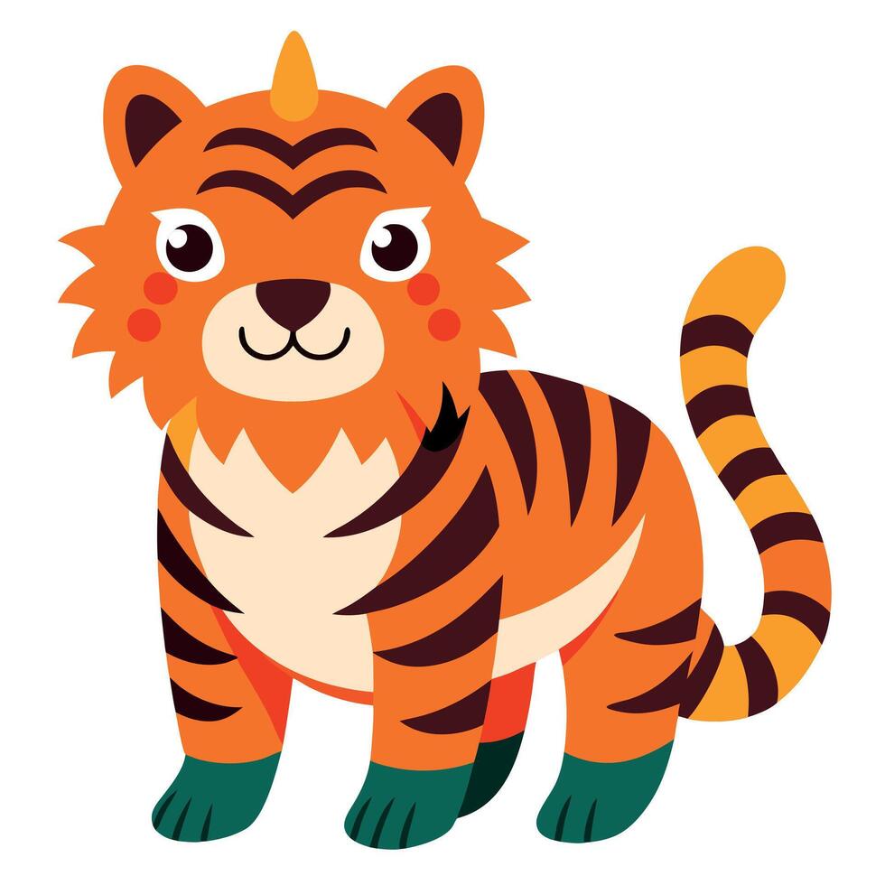 Dinofelis tiger flies kawaii vector