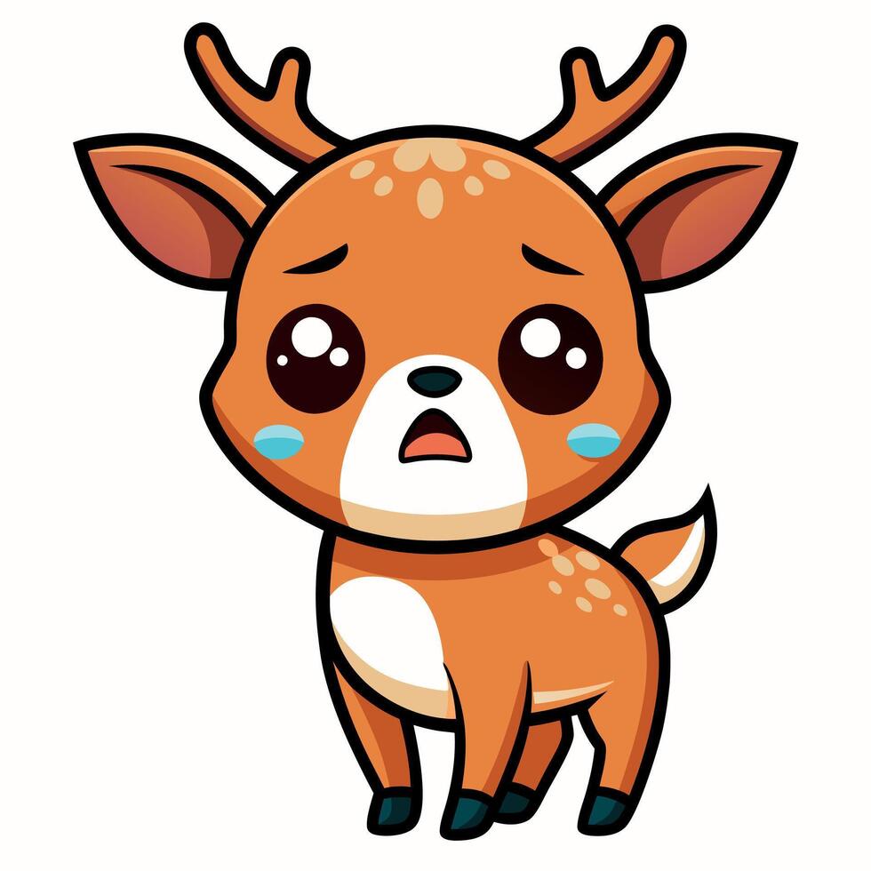 Deer cries kawaii vector