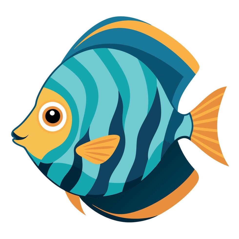 Discus fish walks kawaii vector