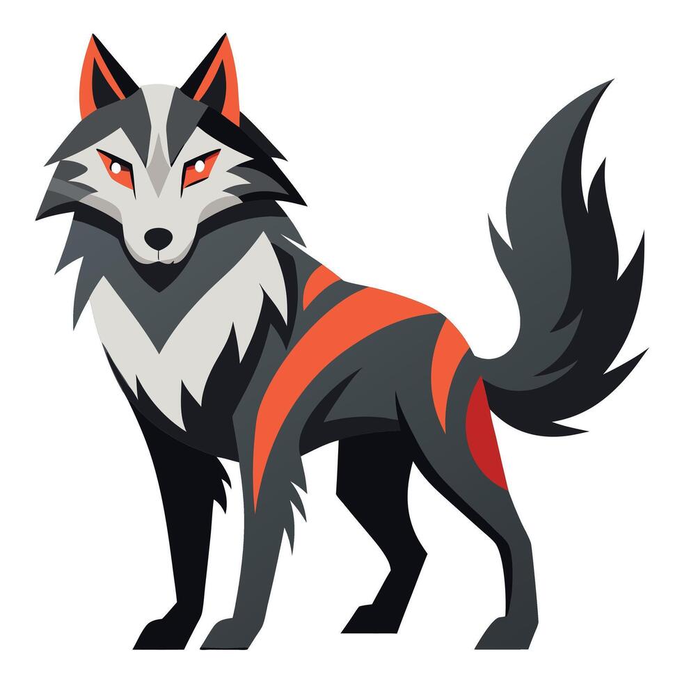 Dire Wolf runs kawaii vector
