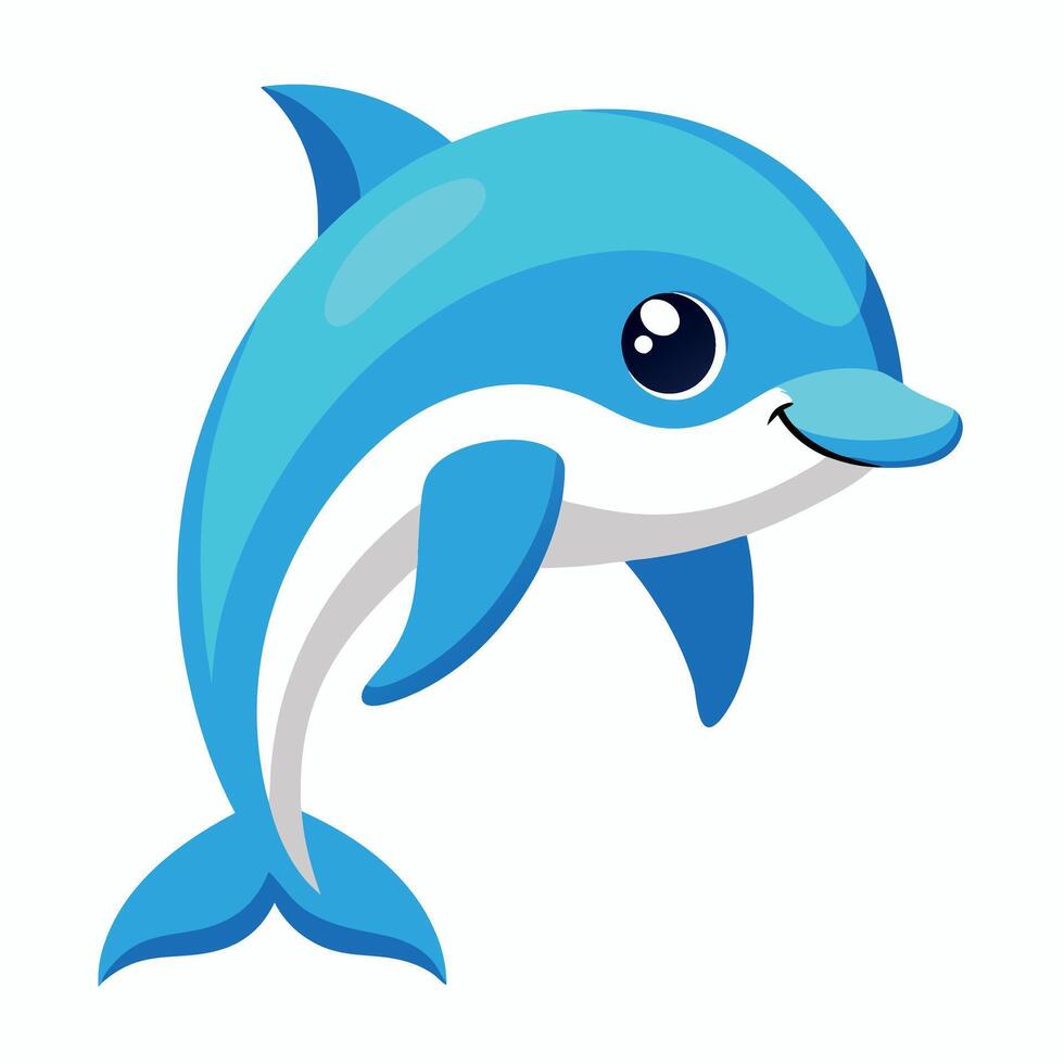 Dolphin sits kawaii vector