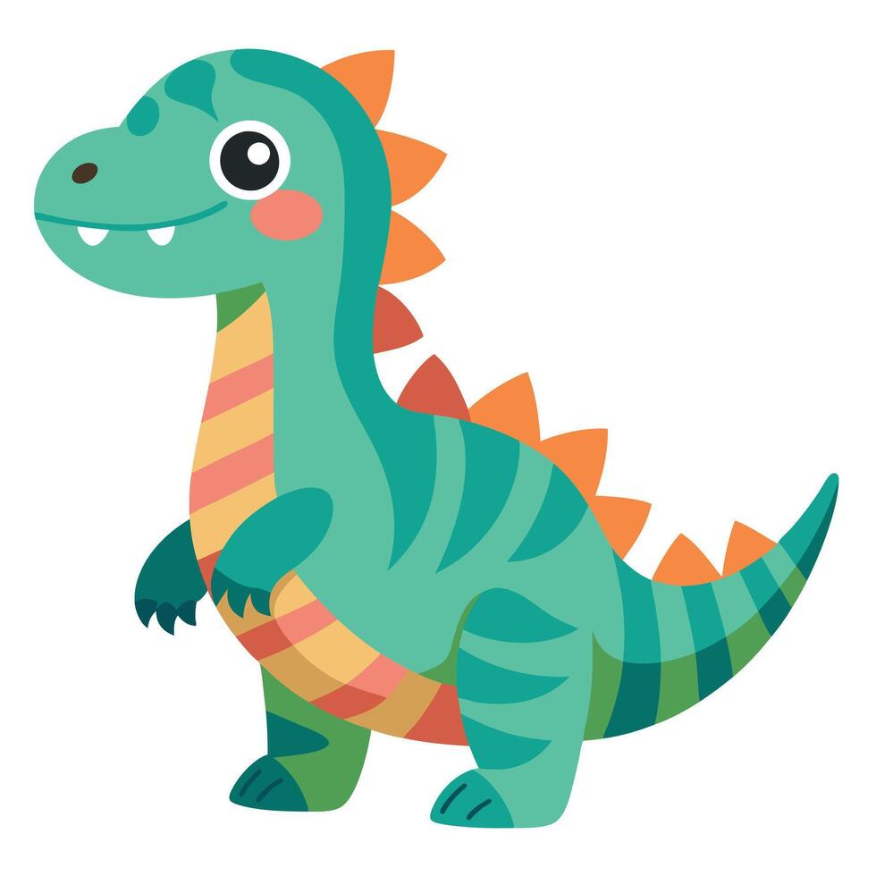 Dinosaur sits kawaii vector