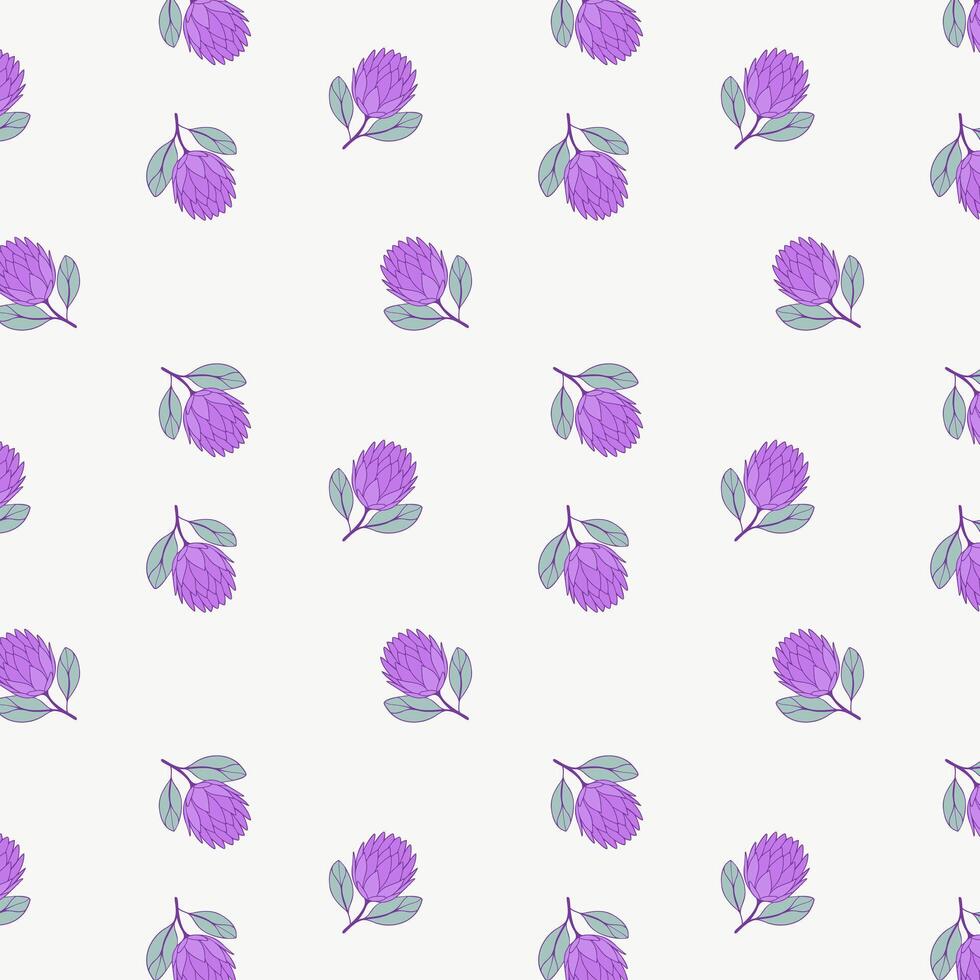 Pattern flowers protea lilac violet colors. vector