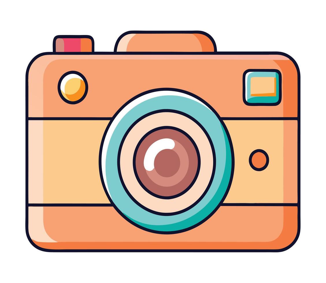 Retro digital camera icon illustration on white background vector