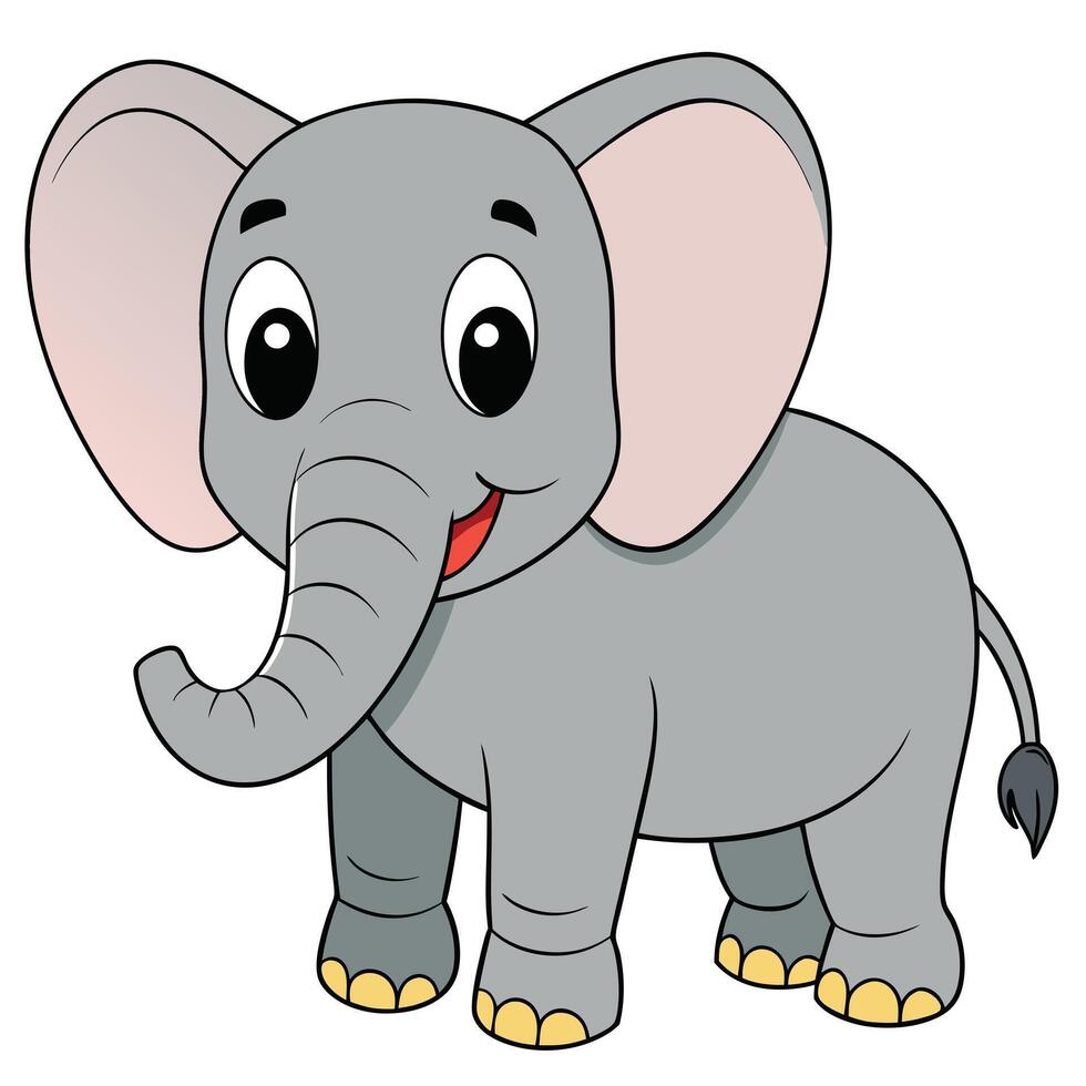 2D African Elephant cartoon character icon illustration on white background vector