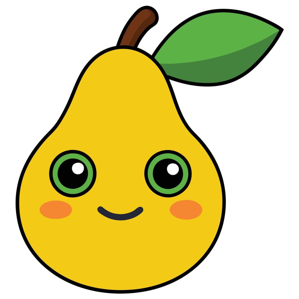 Simple Pear Fruit Illustration on White Background vector