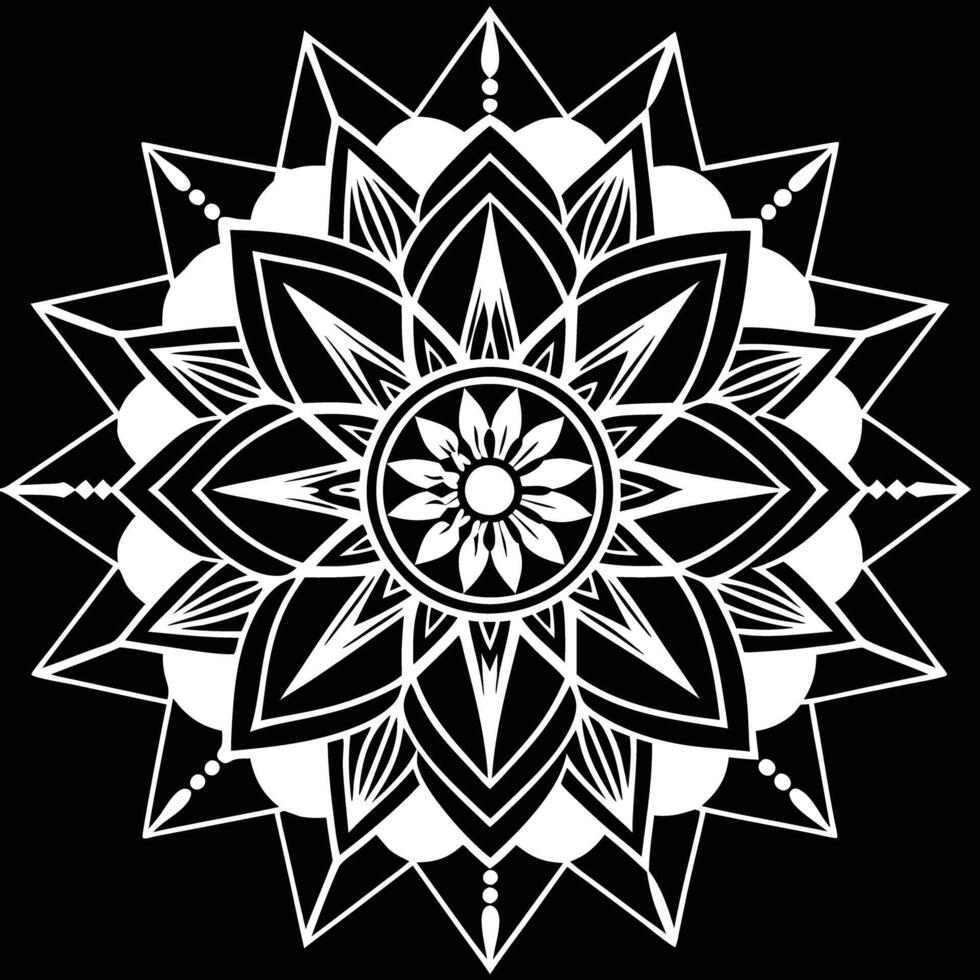 Boho Mandala Outline Art with Geometric Shapes and Floral Motifs, Black and White High Detail, Thin Line Maximalist Design vector