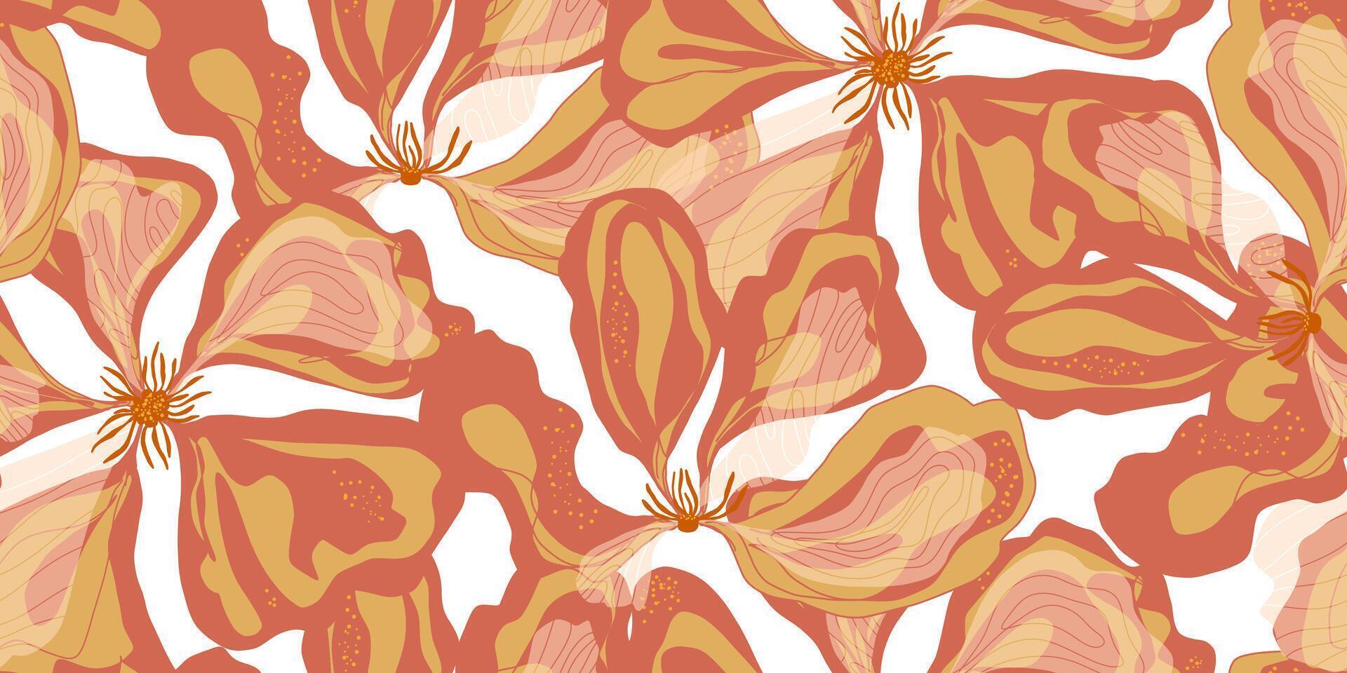 a pattern with orange and yellow flowers vector