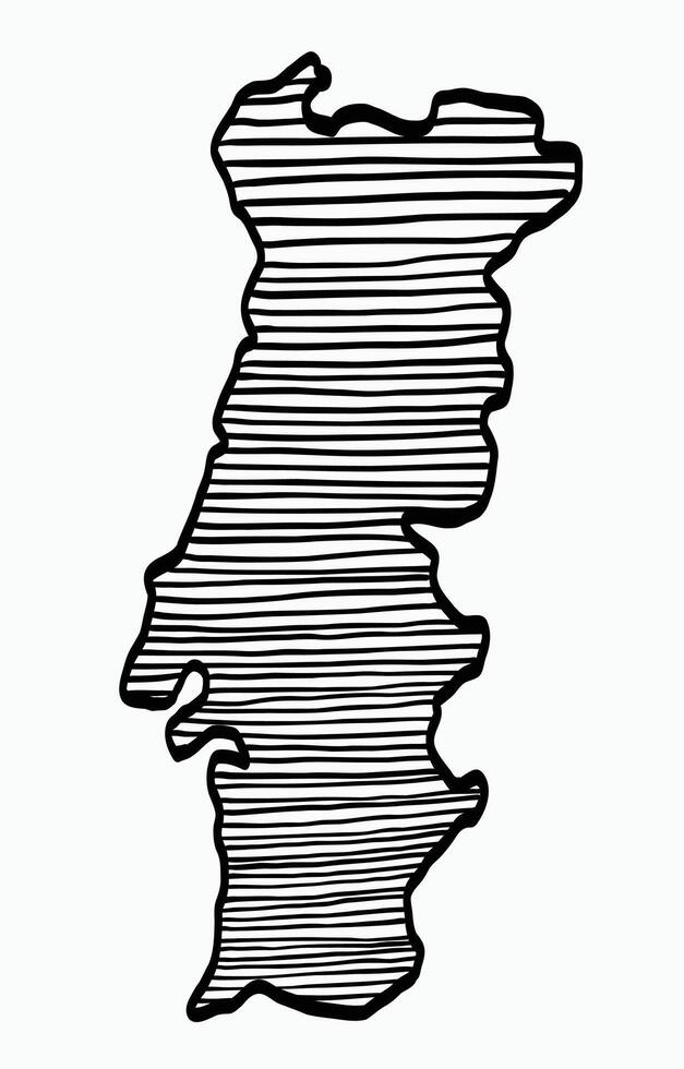 Doodle freehand drawing of Portugal map. vector