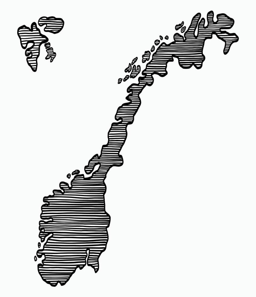 Doodle freehand drawing of Norway map. vector