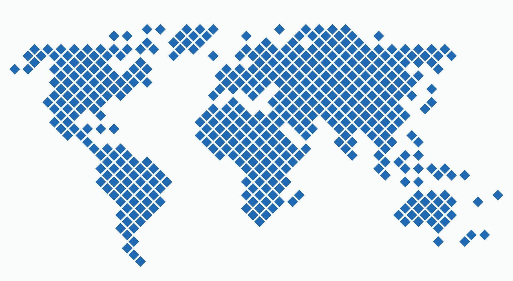 Square shape world map on white background. vector