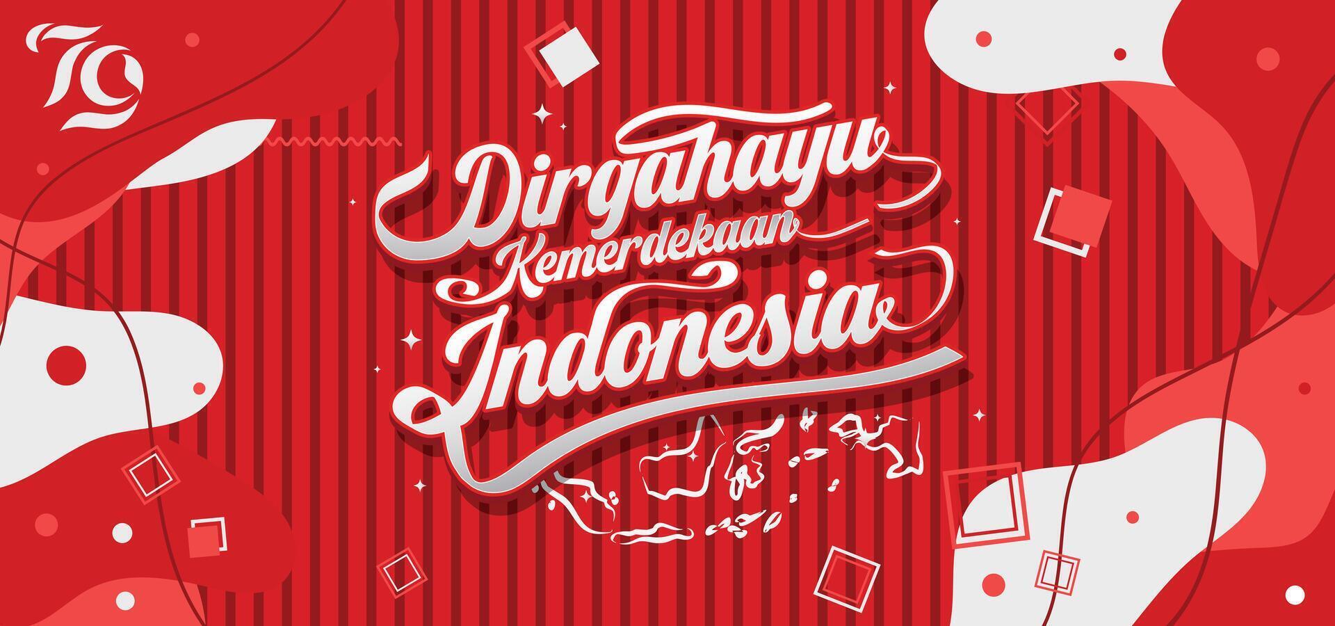 Red and white background Indonesian Independence Day greetings vector