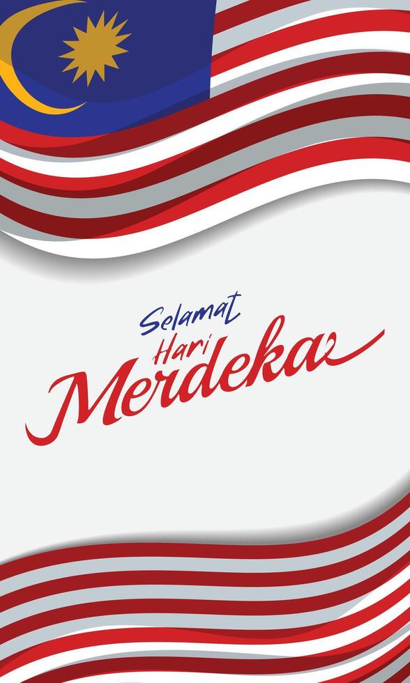Selamat Hari Merdeka background which means happy Malaysia Independence Day vector