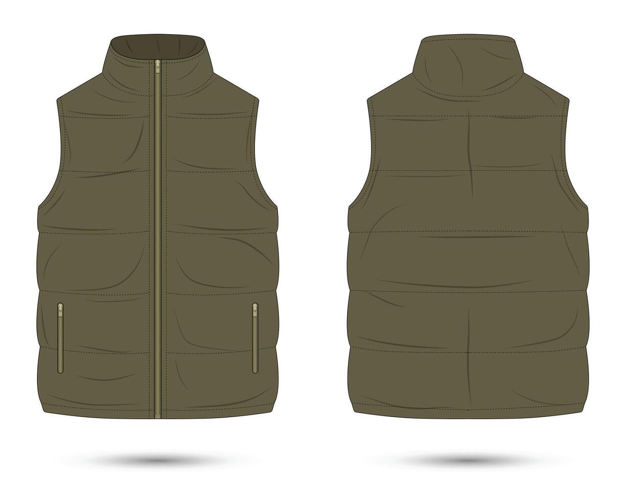 Bubble vest mockup front and back view vector