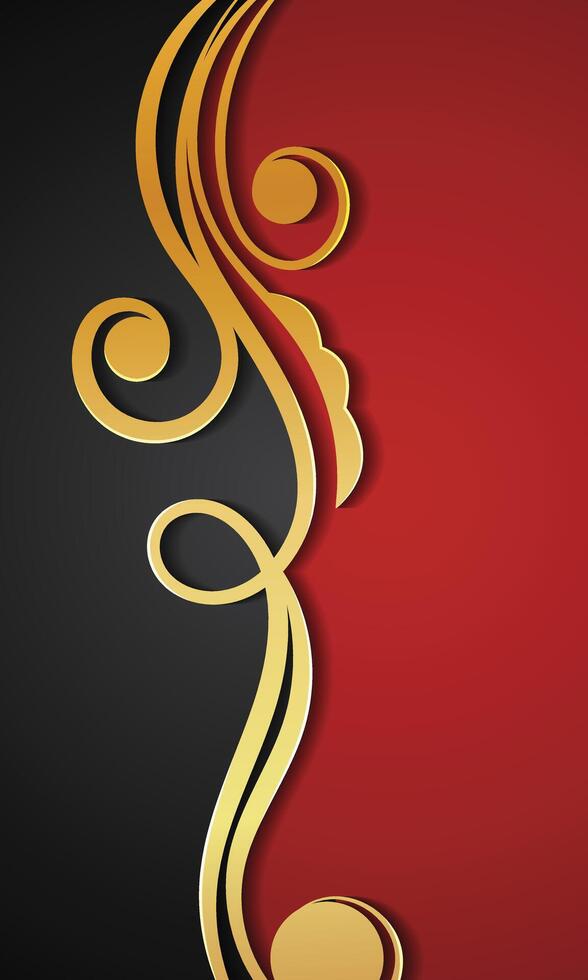 Abstract curved gold floral decoration elegant background vector