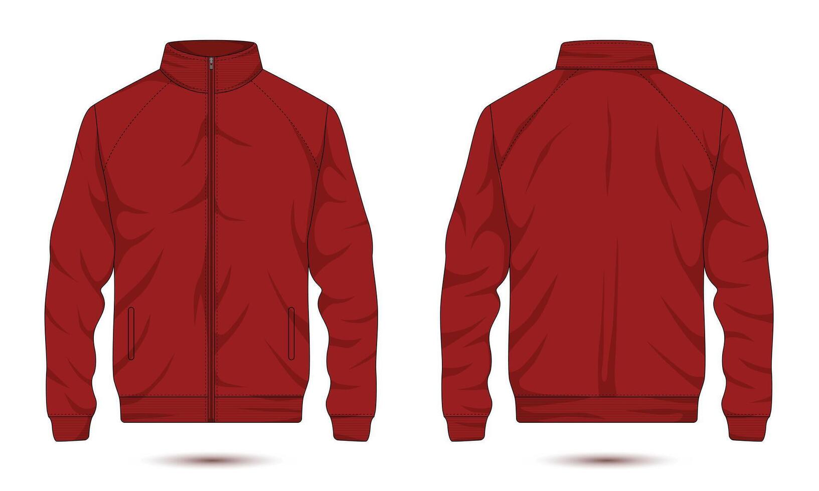 Red bomber jacket mockup front and back view vector