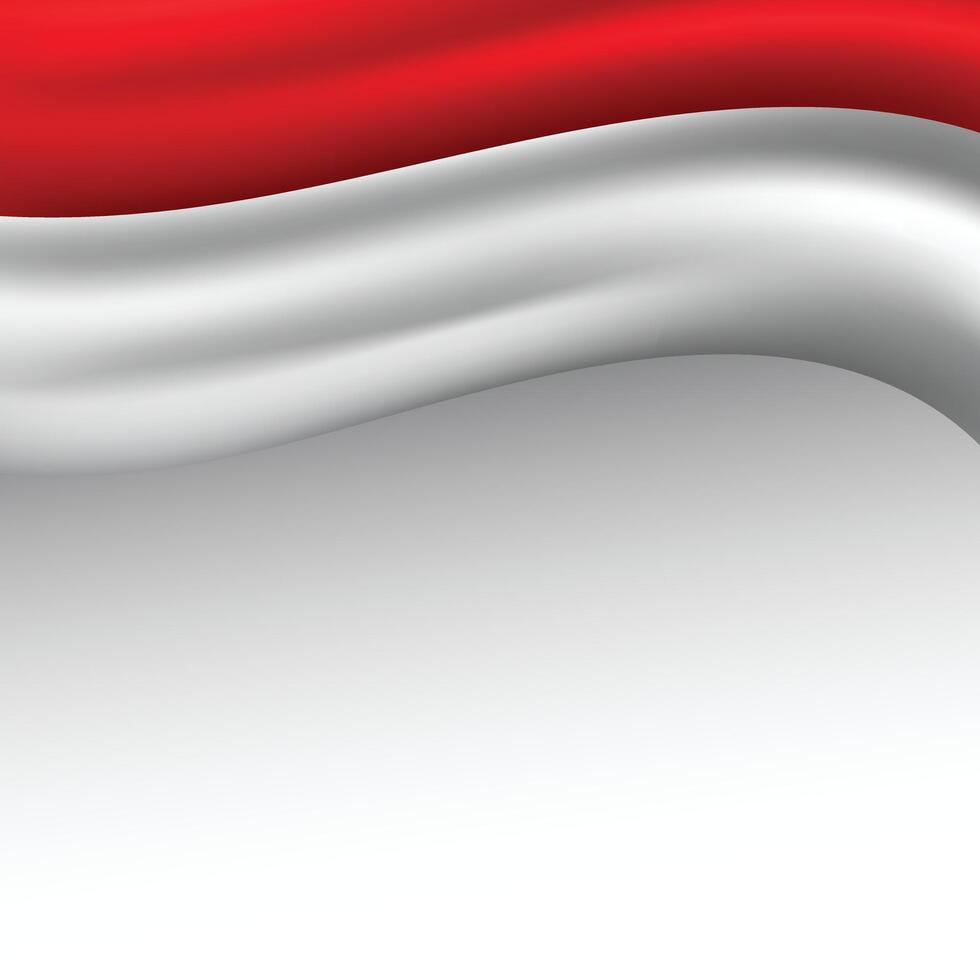 Blank background greeting Indonesian Independence Day with realistic flag vector