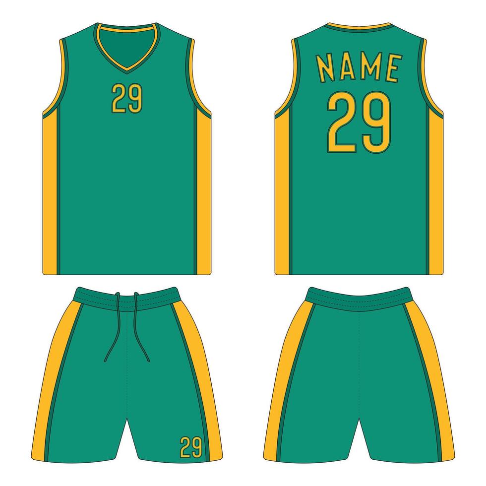 Basketball jersey mockup front and back view vector