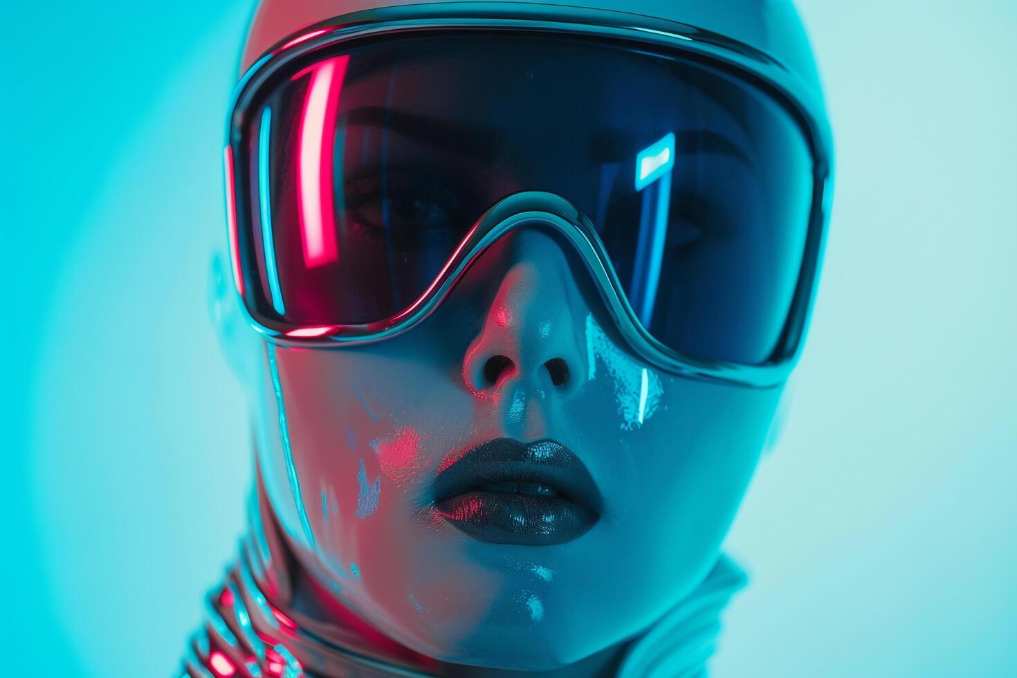 Stylish Fashion Male Model in Males Face Mask with Neon Blue Showcased in a Contemporary Lifestyle portrait Setting photo
