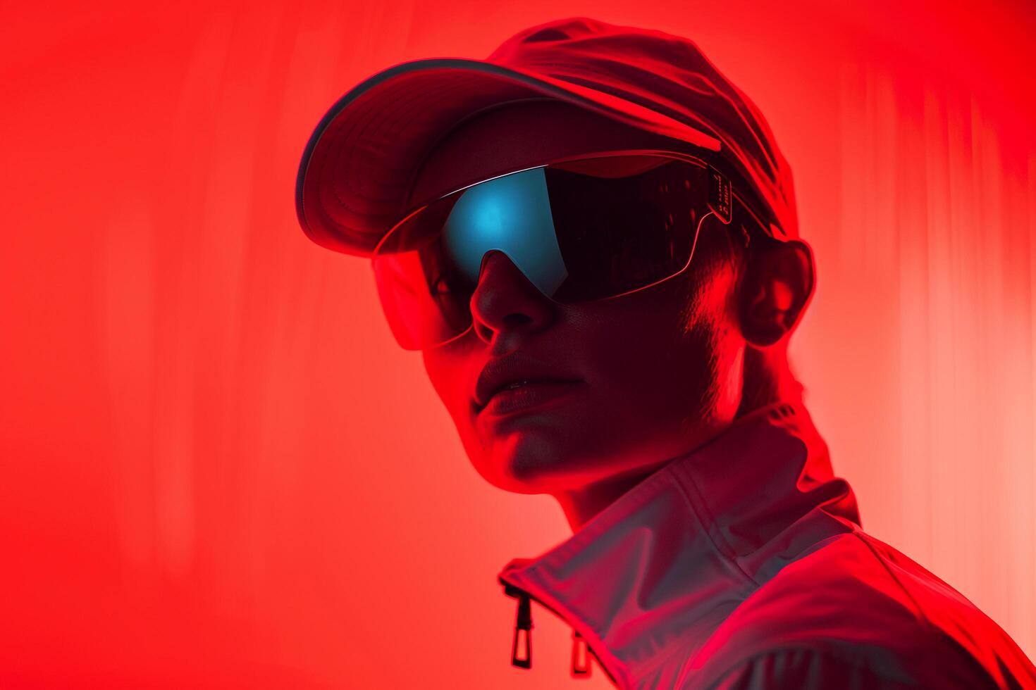 Handsome Fashion Male Model in Cap with Neon Red Captured in a Modern Lifestyle portrait Setting photo