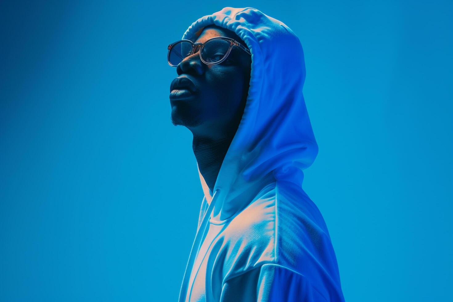 Trendy Tracksuit with Neon Blue Background Modern Fashion photo