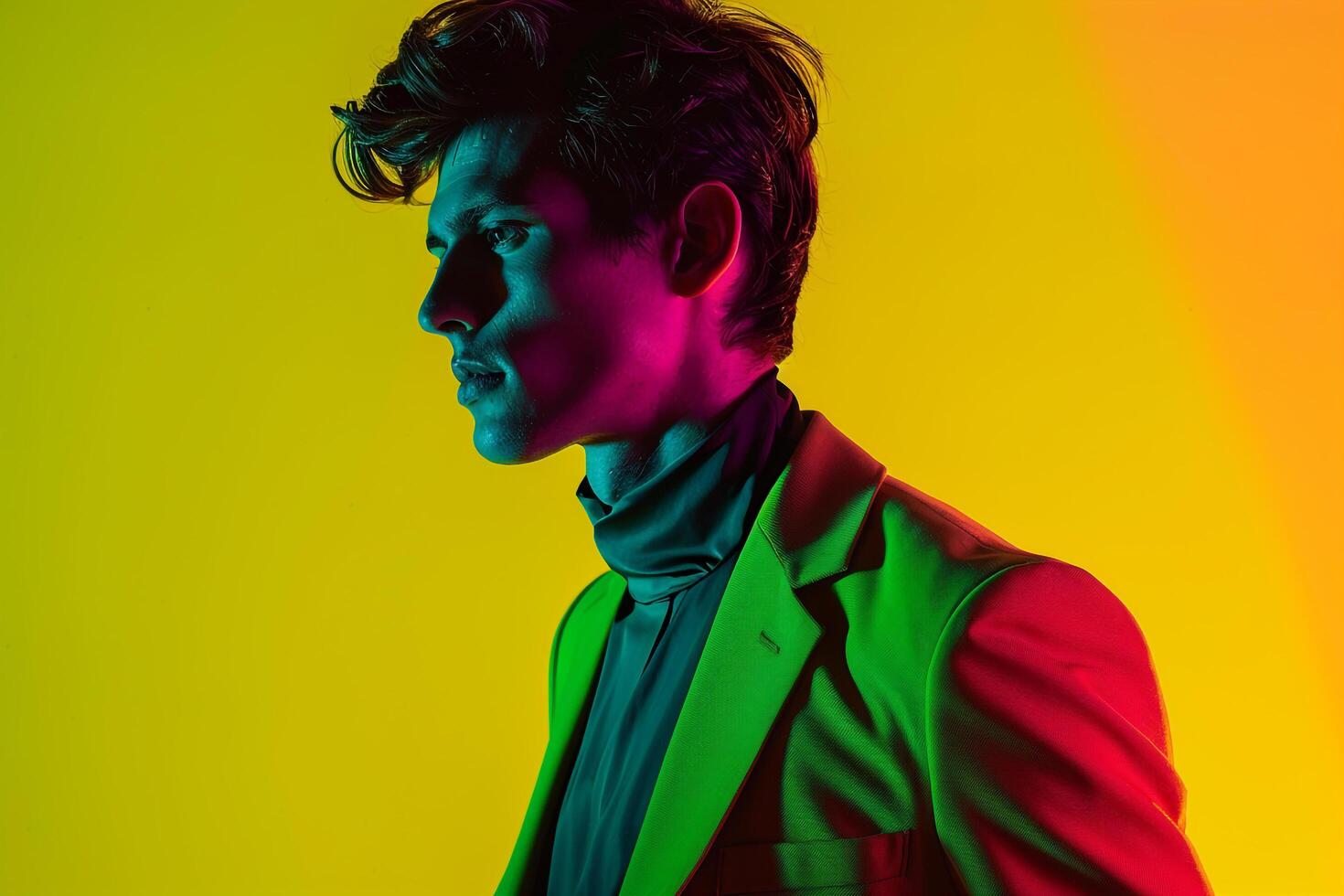Stylish Blazer with Neon Green Males Fashion portrait and Lifestyle Background photo
