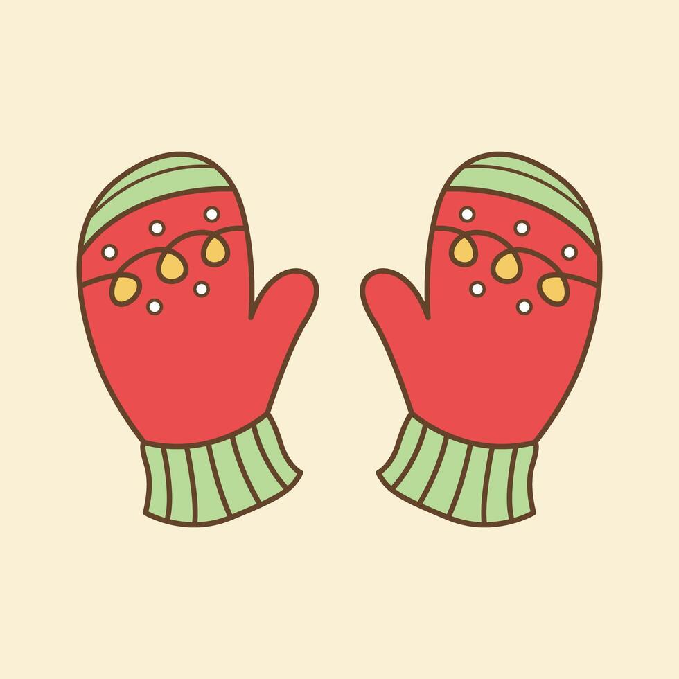 Winter Gloves Flat Design Clipart vector