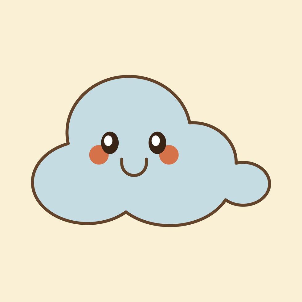 Smiling Cloud Flat Design Clipart vector