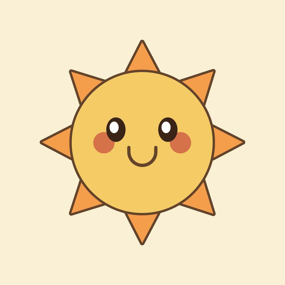 Smiling Sun Flat Design Clipart vector