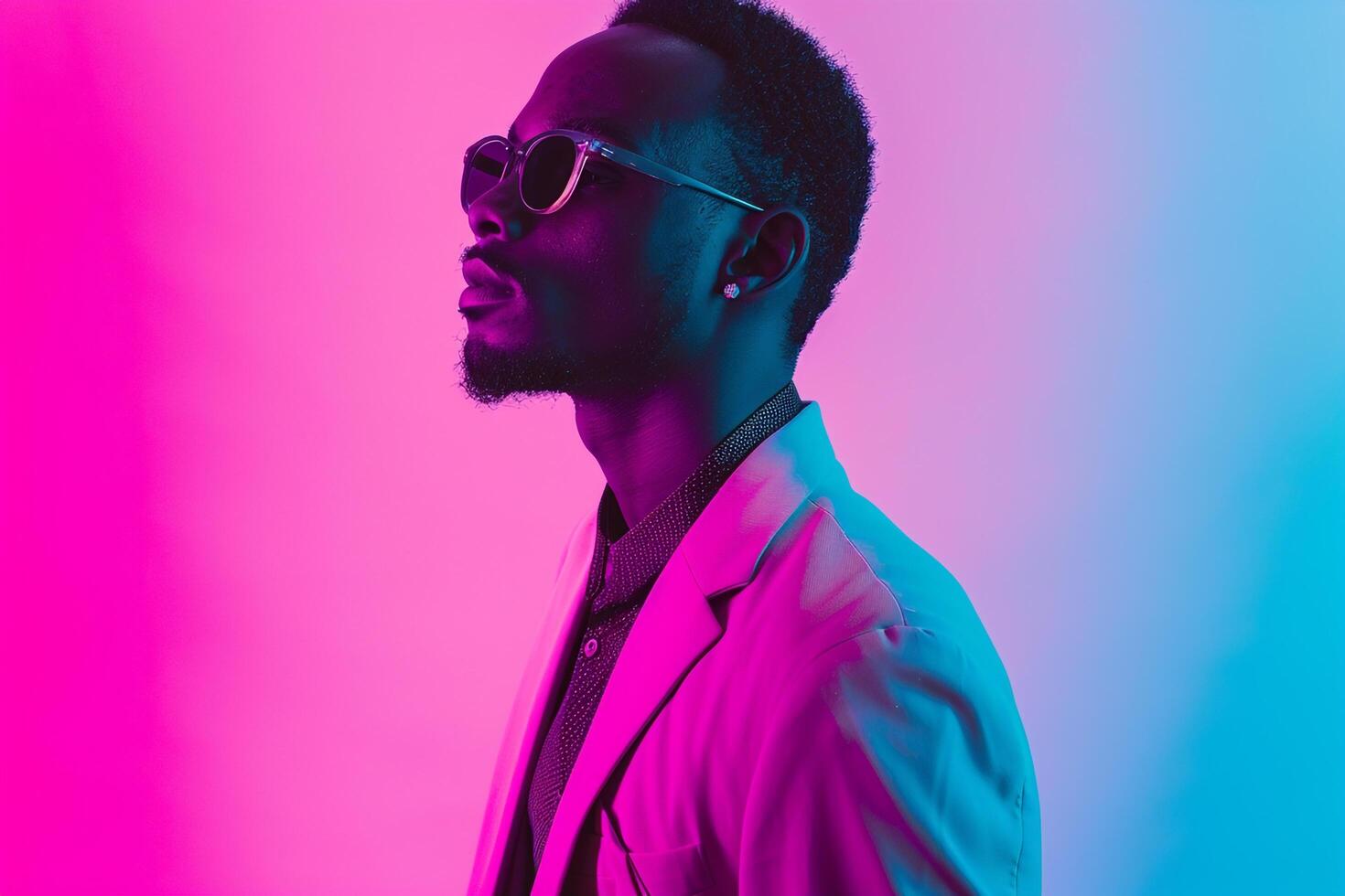 Neon pink Casual Blazer for Male Fashionable Lifestyle portrait Featuring a Trendy Blazer in Neon pink Against a Vibrant Background for Modern Style photo