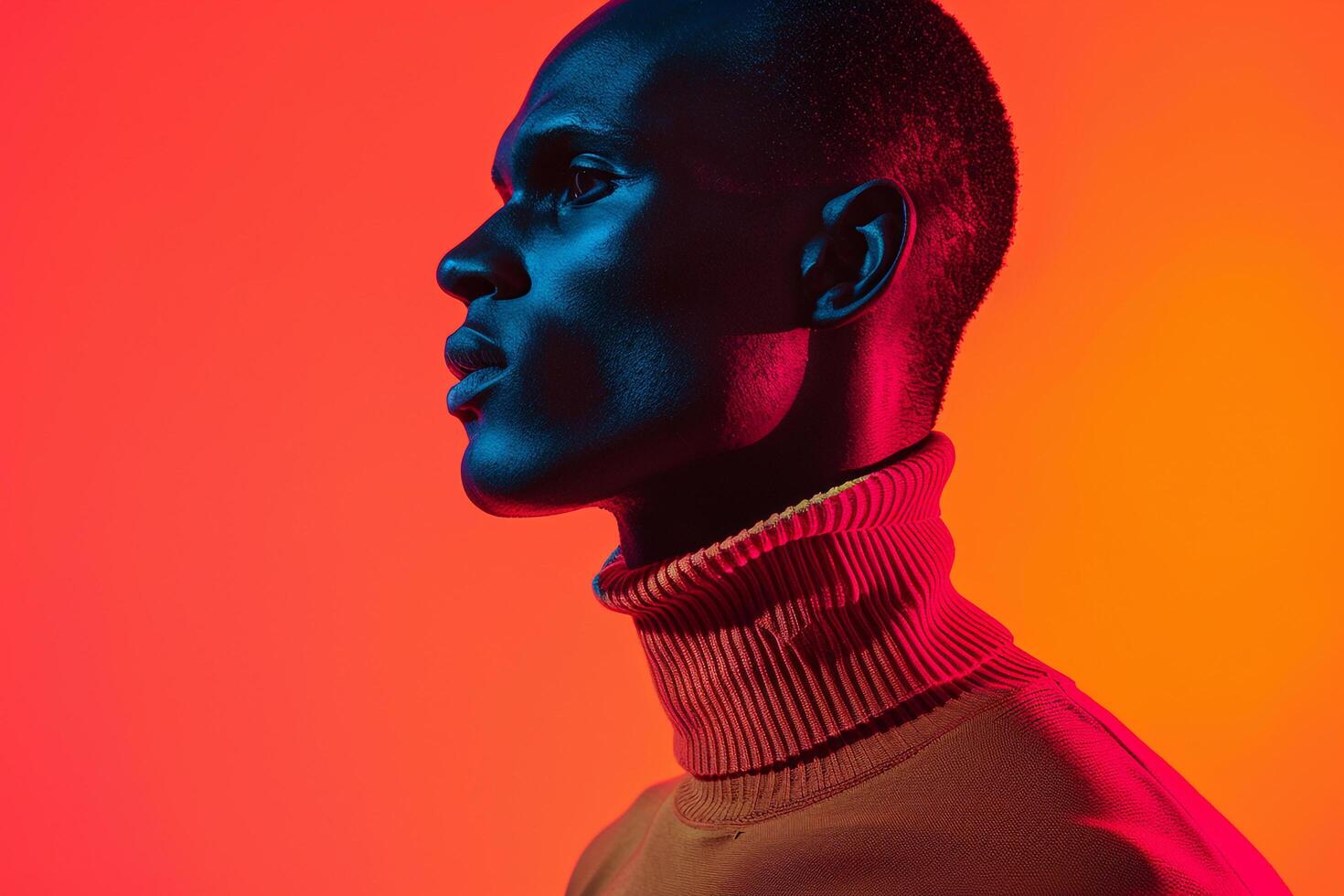 Neon Turtleneck featuring Neon Coral Lifestyle showcasing Modern Males Fashion portrait photography photo